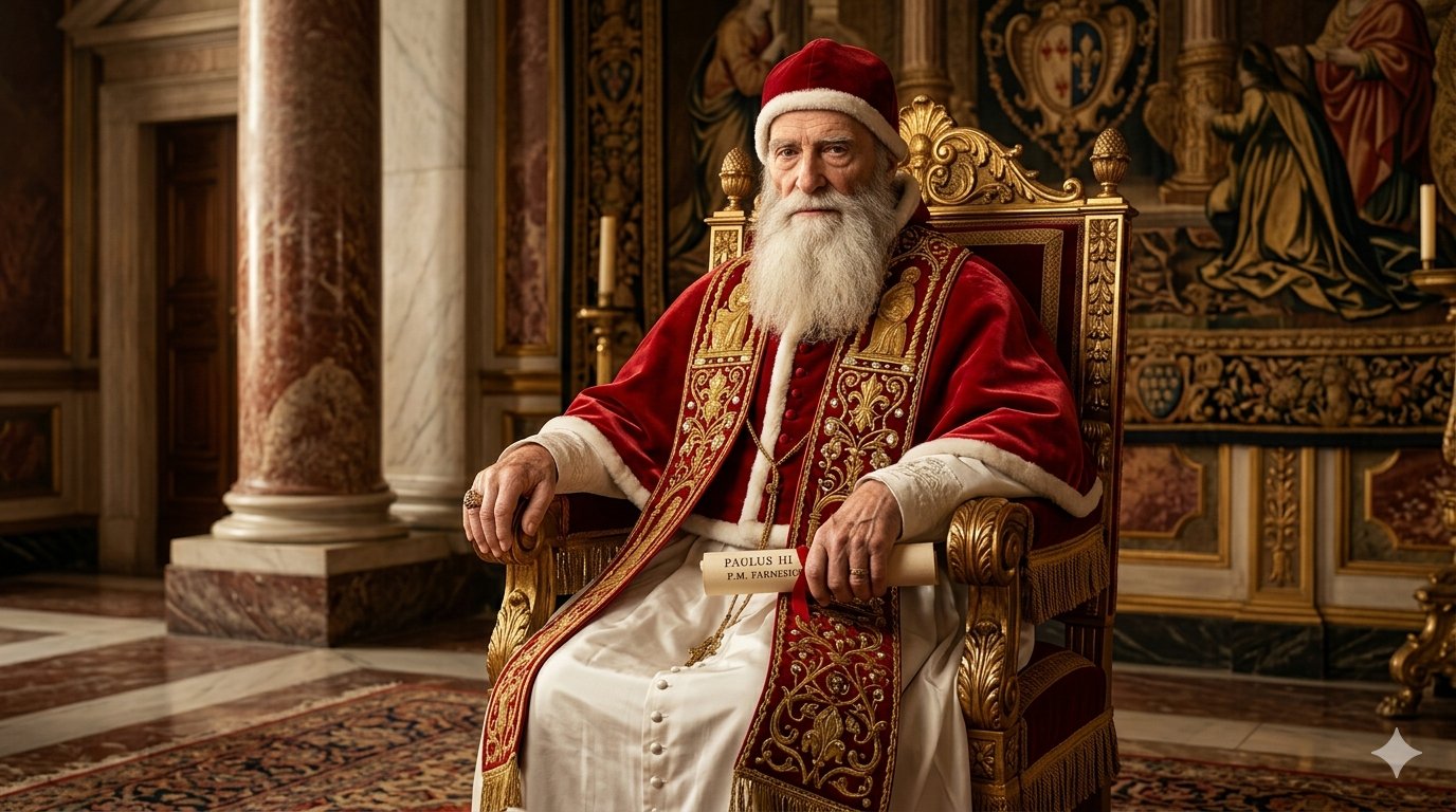 Papa Pablo III con larga barba blanca renacentista, uno de los 24 papas consecutivos que llevaron barba tras Clemente VII