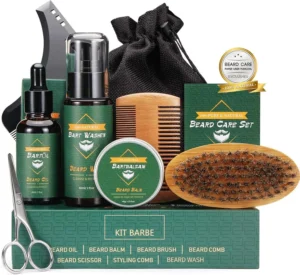 Cusmay Kit Barba para Hombre — kit completo de cuidado con aceite, bálsamo, peine y tijeras